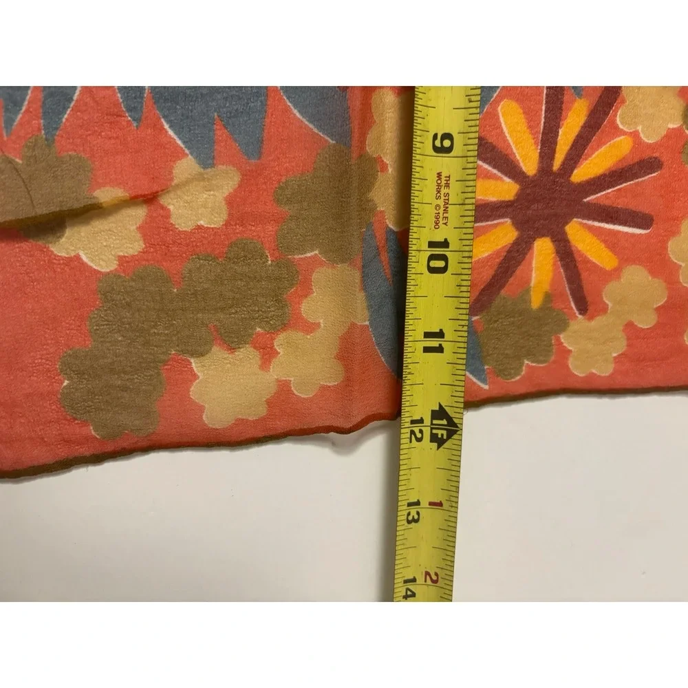 Vera Neumann Vintage Sheer Chiffon Scarf Orange Blue Floral Botanical Scarf